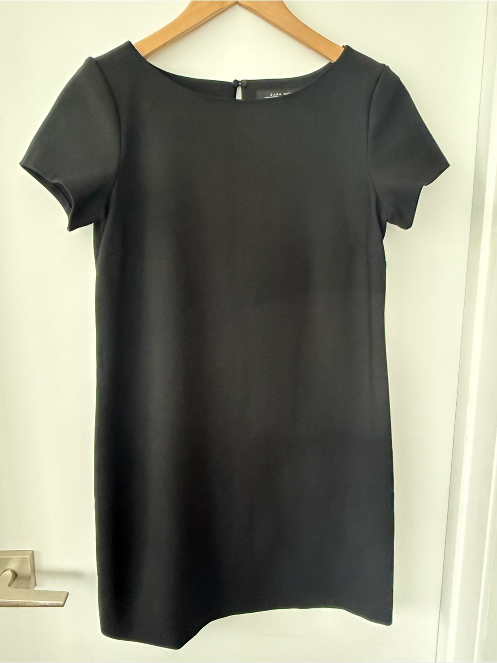 Zara Black Short Sleeve Mini Shift Dress